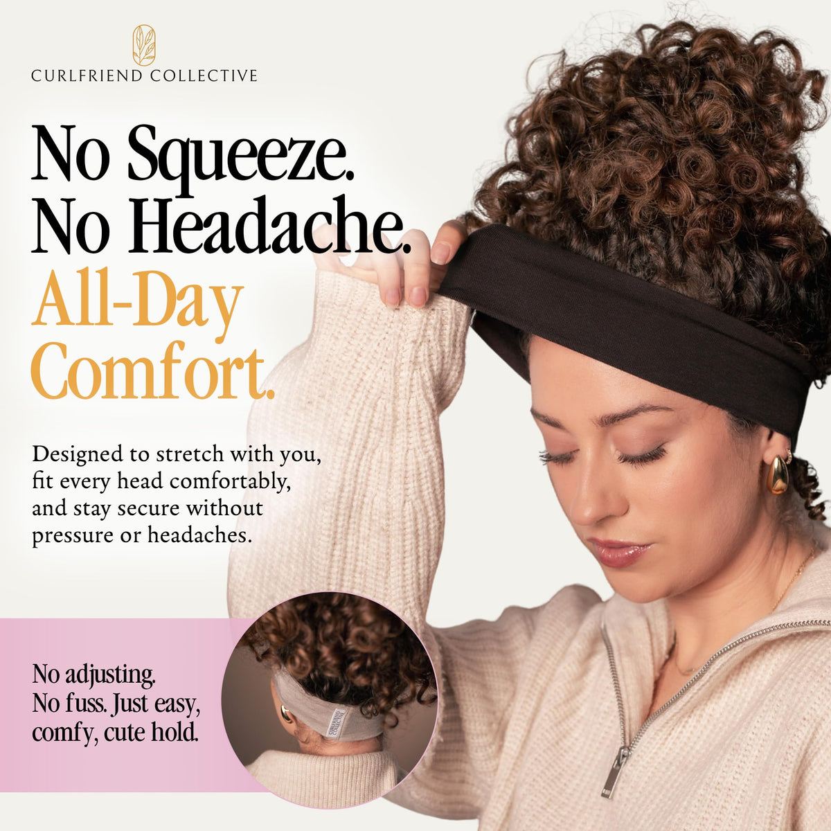 Curlfriend Collective No Sweat Headband breathable fabric for comfortable hot yoga sessions