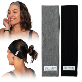 Curlfriend Collective no-sweat headband worn by model during workout for secure moisture control