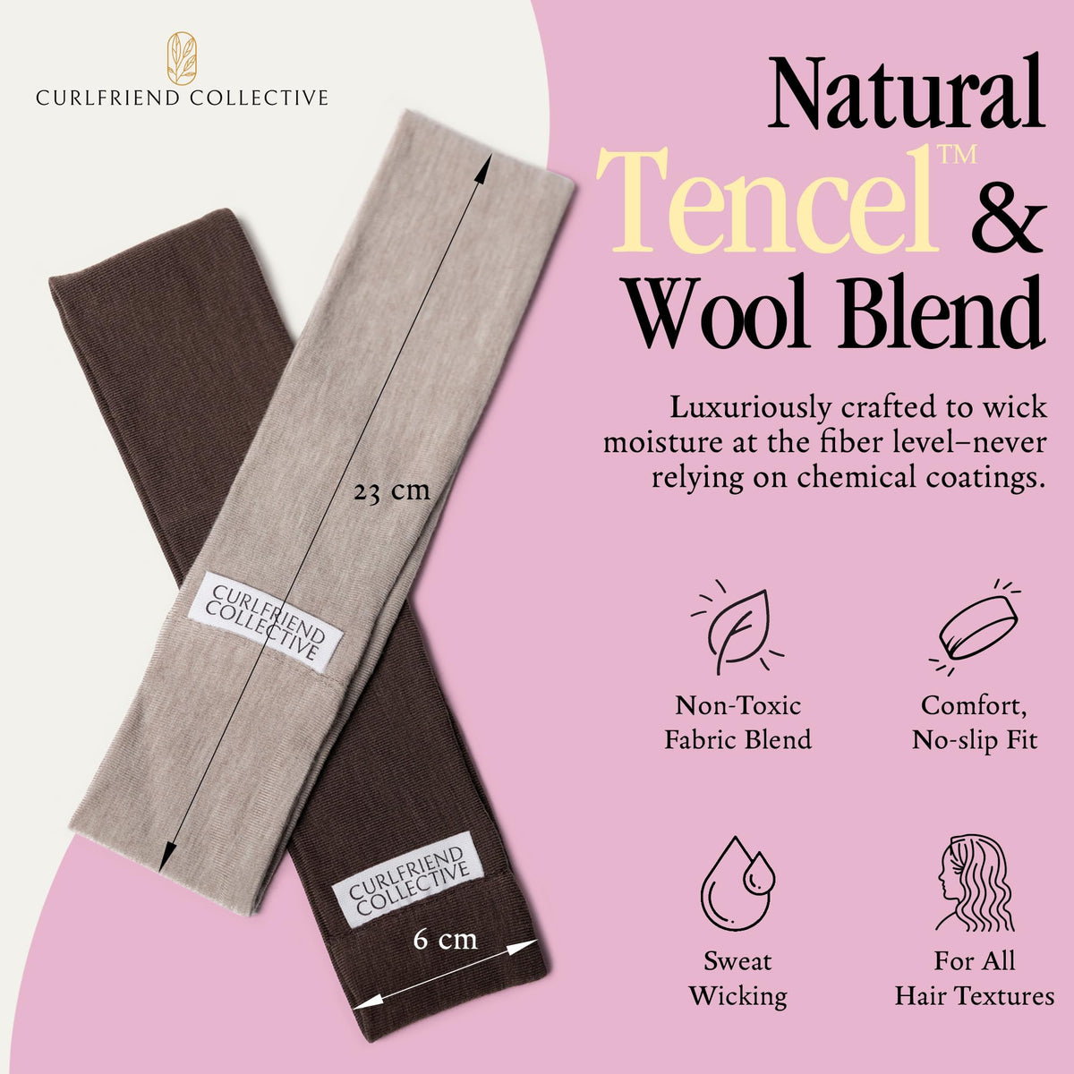 Curlfriend Collective No Sweat Headband on model shows secure fit and flyaway control