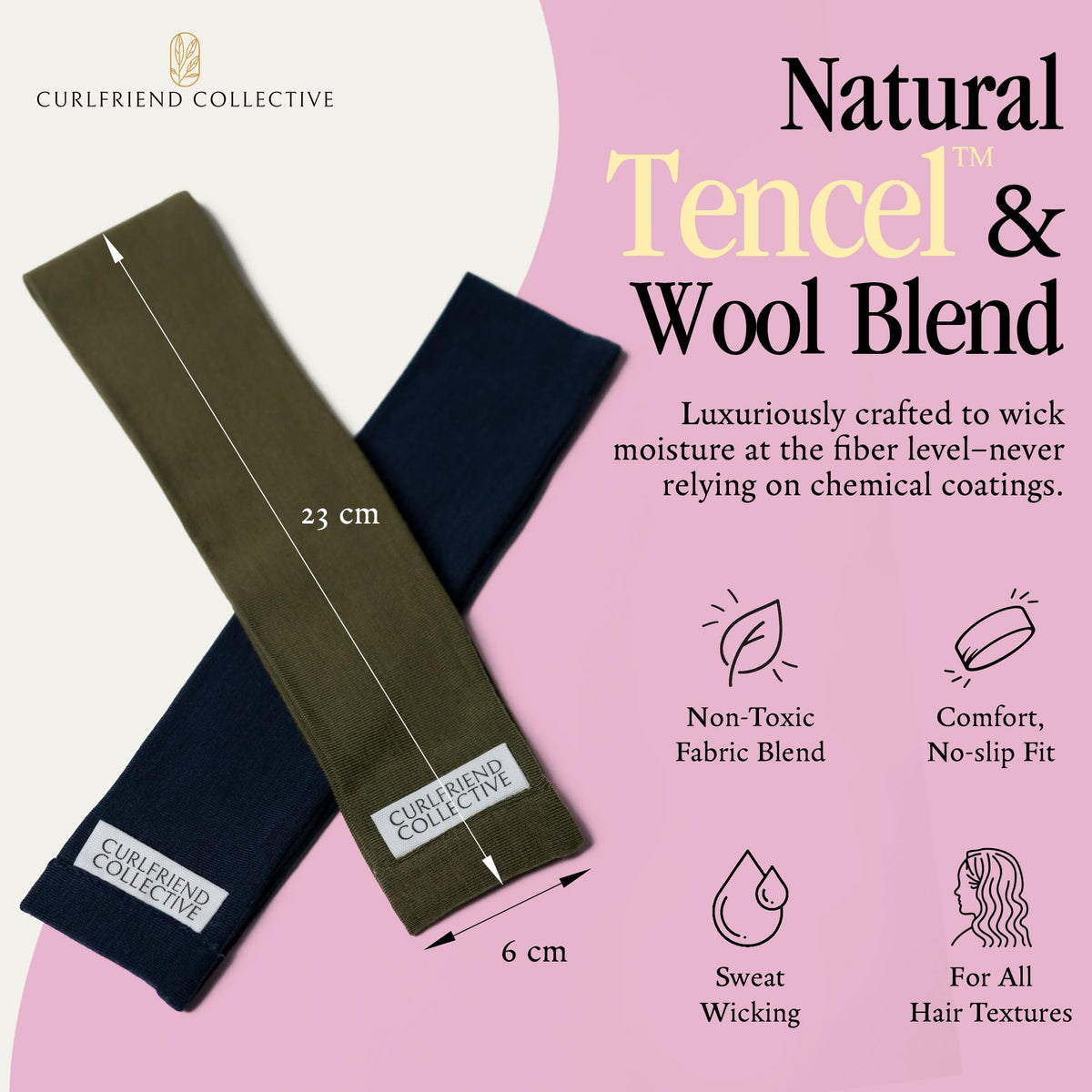 Curlfriend Collective No Sweat Headband moisture-wicking fabric detail highlights breathable comfort