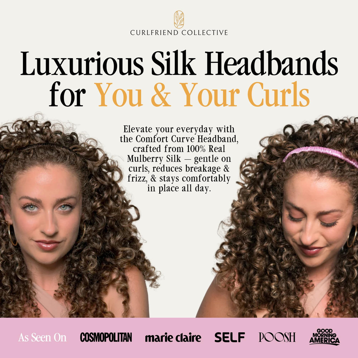 Closeup of Curlfriend Collective silk wrap highlighting 100% Mulberry silk texture