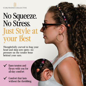 Curlfriend Collective Midnight Blooms silk wrap reduces friction for smooth curls.