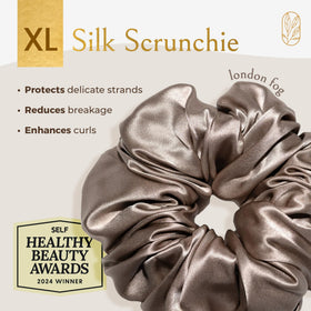 Curlfriend Silk Scrunchies London Fog XL braid demonstration for versatile styling