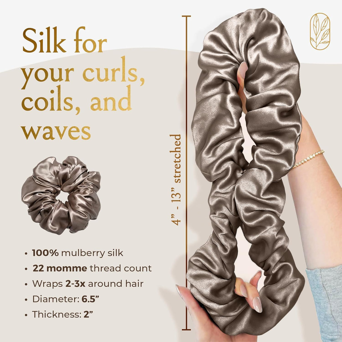 Curlfriend Silk Scrunchies oversized stretch test on thick hair