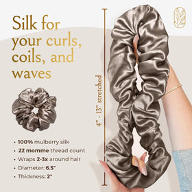Curlfriend Silk Scrunchies oversized stretch test on thick hair