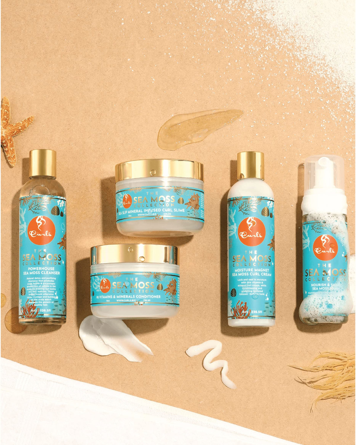Curls Sea Moss Slime Jelly hair definition shot emphasizes medium hold and frizz control.