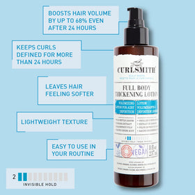 Curlsmith Full Body Thickening Lotion texture reveals lift and definition