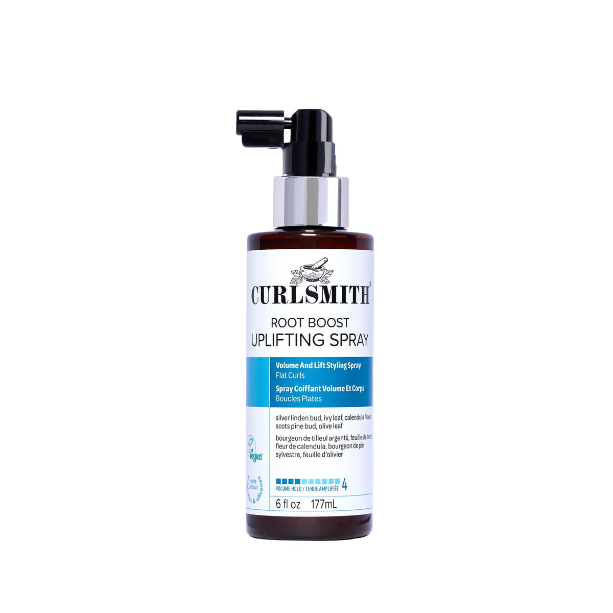 CurlSmith root-boost-spray-application shows instant root lift for thicker curls