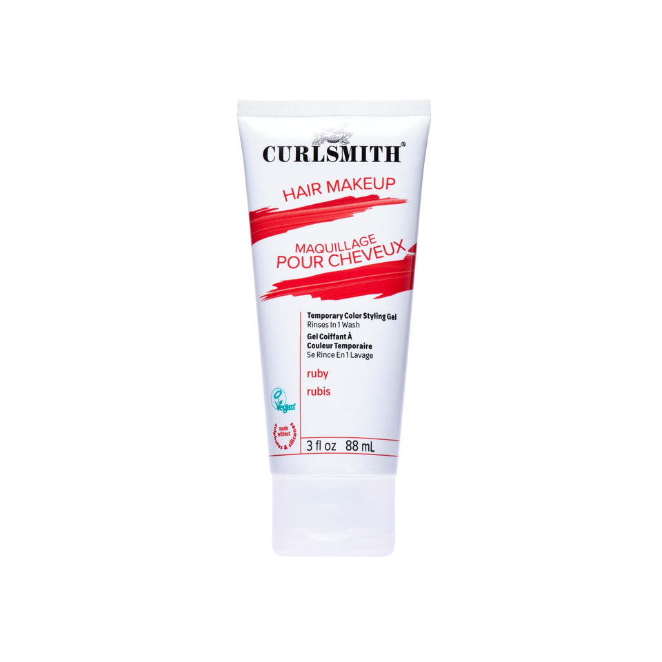 Curlsmith Ruby Hair Makeup bottle front showing vibrant wash-off color