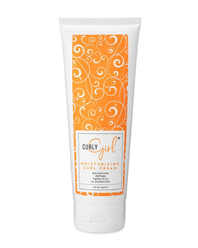 Curly Girl moisturizing curl cream bottle delivers hydration for defined, frizz-free curls.