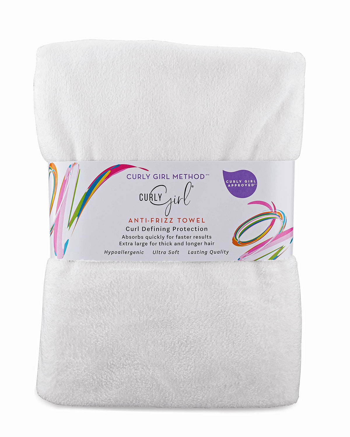 Curly Girl towel for women's curls; highly absorbent and frizz-reducing.
