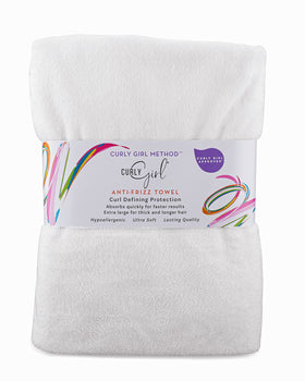 Curly Girl towel for women's curls; highly absorbent and frizz-reducing.