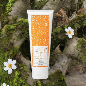 Curly Girl bottle with UV protection label protects curls from sun damage.