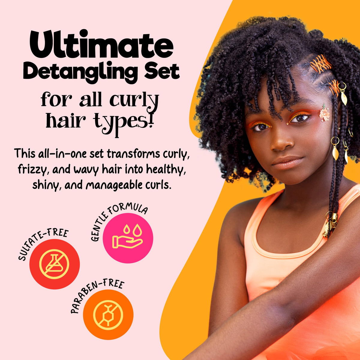 CurlyKids Detangle Shampoo bottle cleanses while prepping curls for detangling