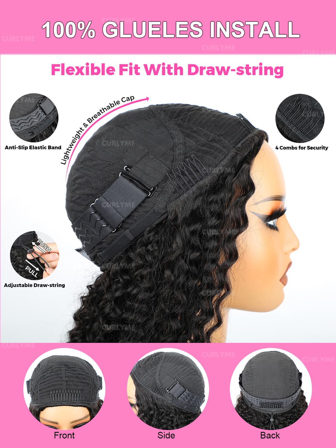 Curlyme 10-seconds flip-over wig for fast transformation