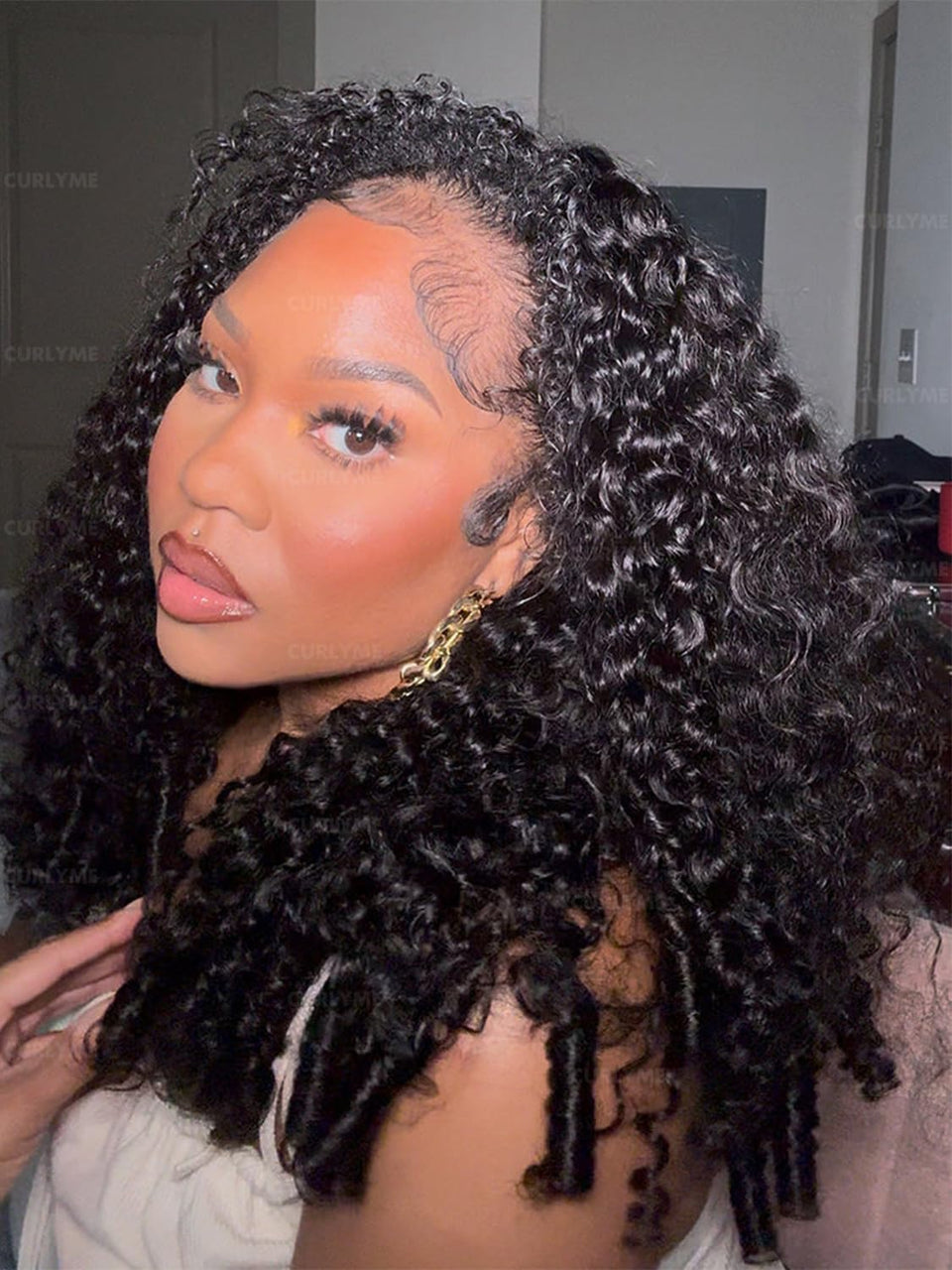Curlyme Burmese Curly Half Wig with boost-volume curls for a natural daily blend