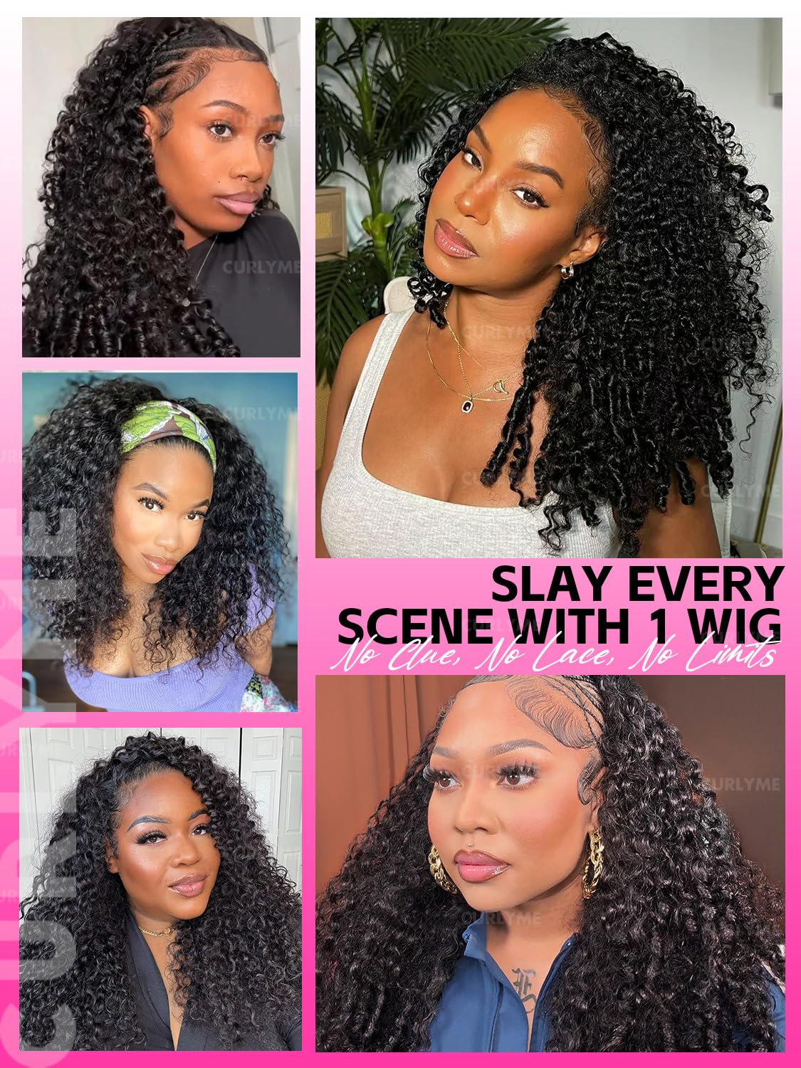 Curlyme glueless wear-and-go headband wig for quick, secure styling