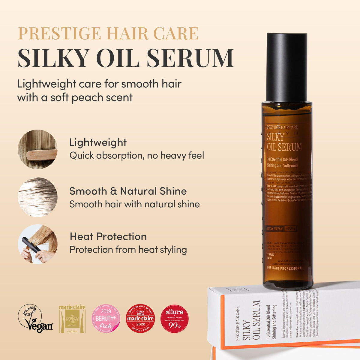 CURLYSHYLL Silky Oil Serum absorbs quickly, leaving a smooth, non-greasy finish.