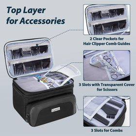 CURMIO two-layer design main compartment helps organize grooming gear.