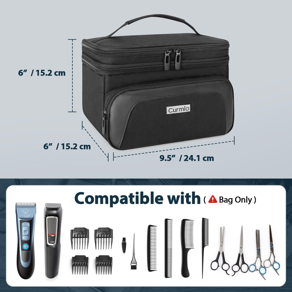 CURMIO front waterproof pocket ideal for wipes and shaving creams.