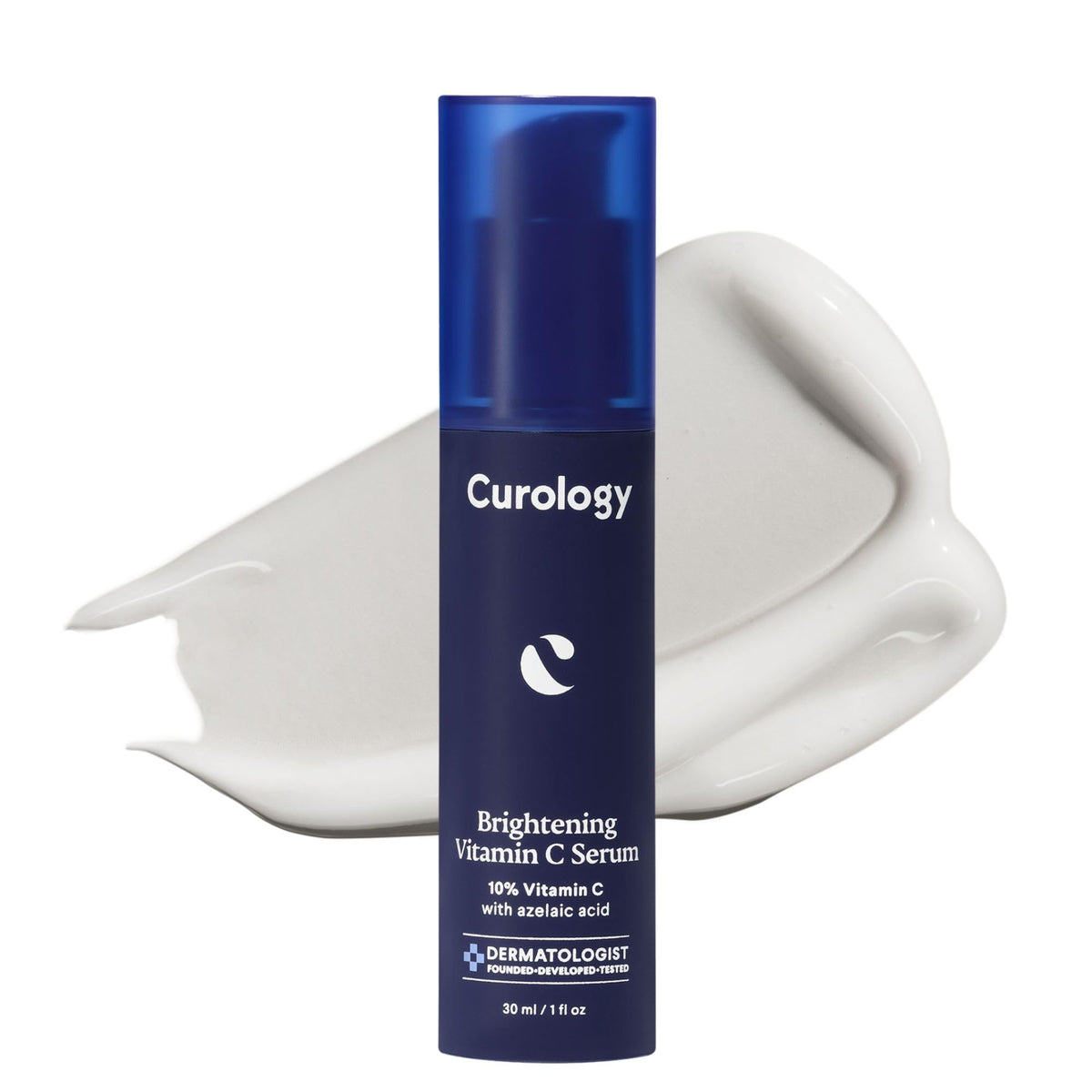 Curology Brightening Serum bottle showing milky formula for radiant skin