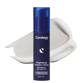 Curology Brightening Serum bottle showing milky formula for radiant skin
