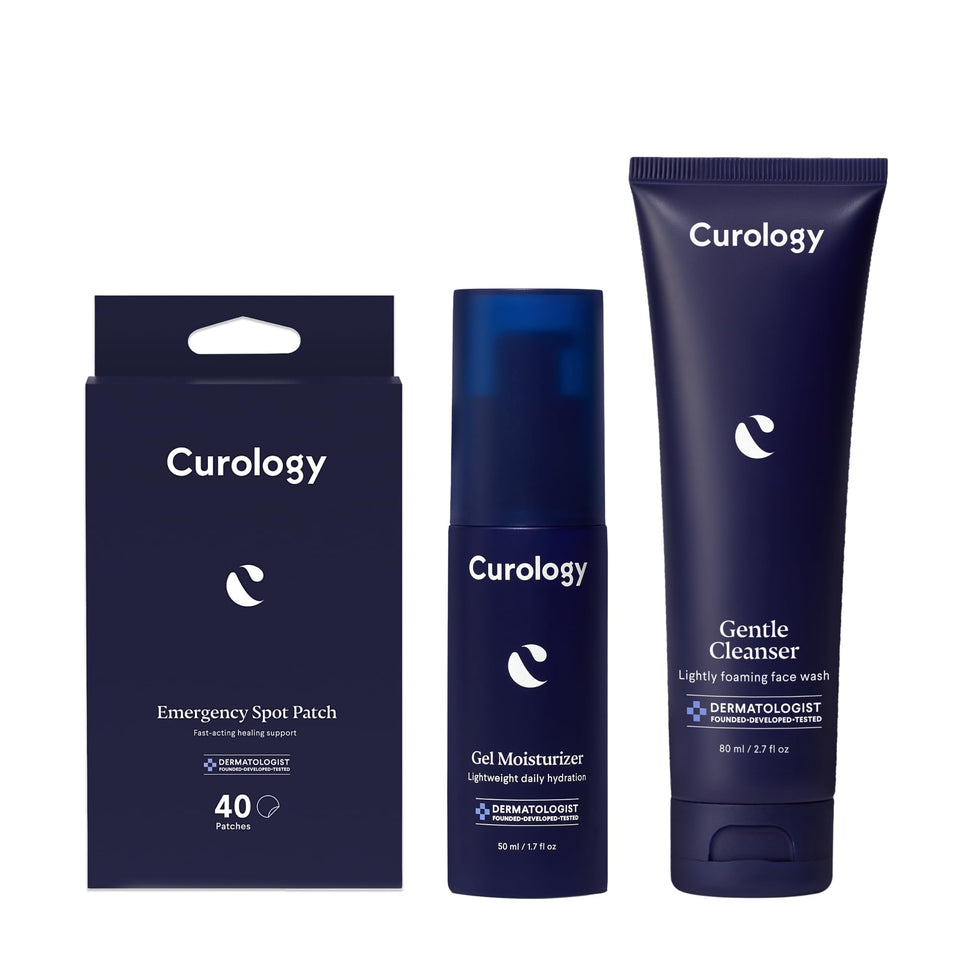 Curology Essentials Bundle packaging showcasing three skincare staples.