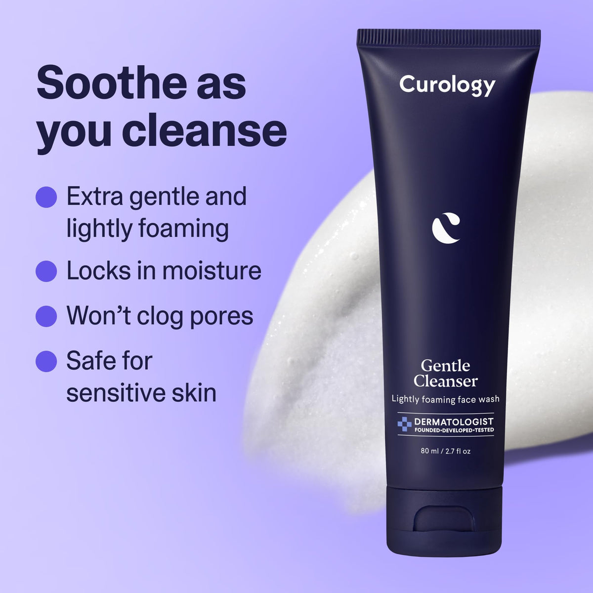 Curology Gentle Face Cleanser bottle showcasing mild, hydrating cleanse.