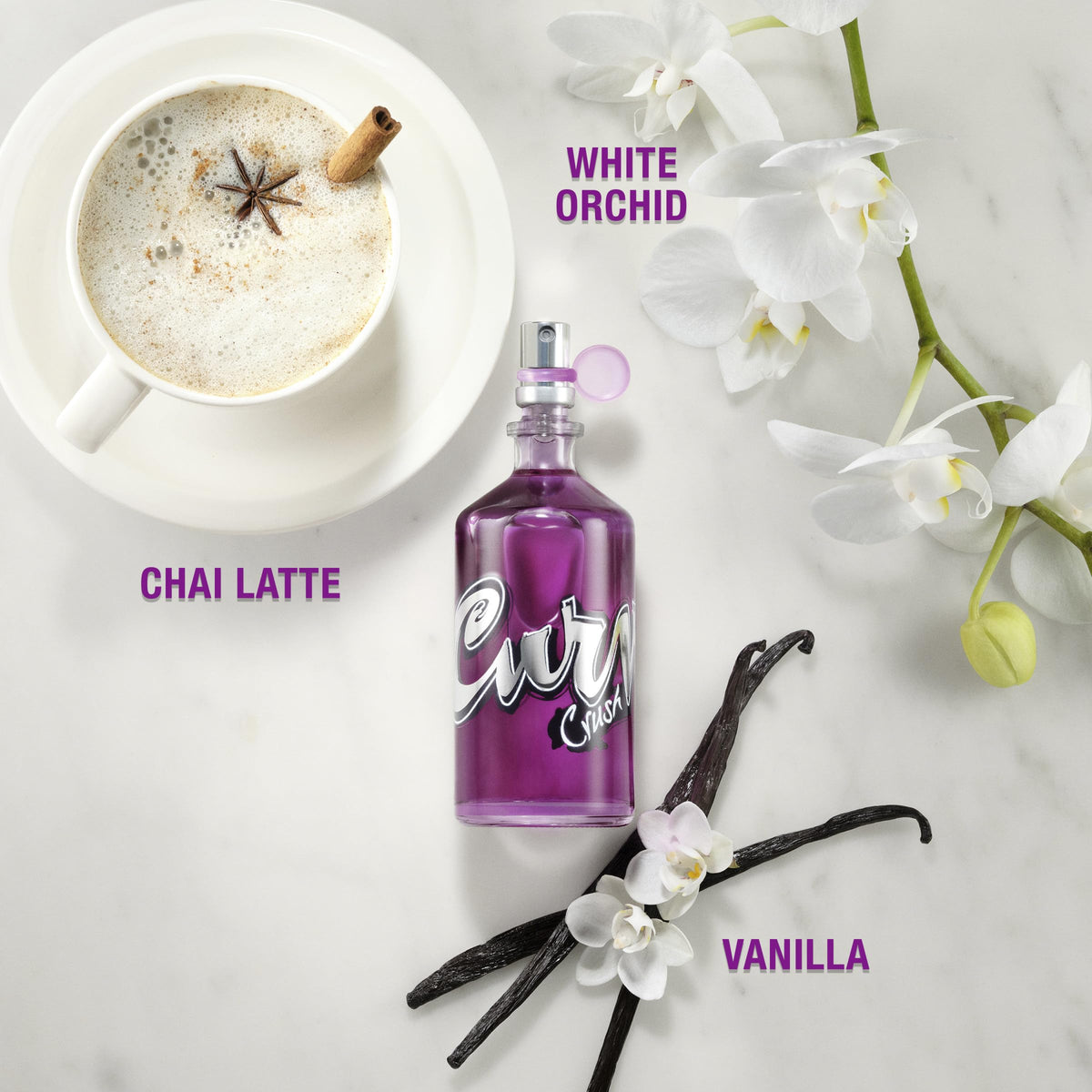 Curve Crush vanity display with fragrance accessible for everyday routines