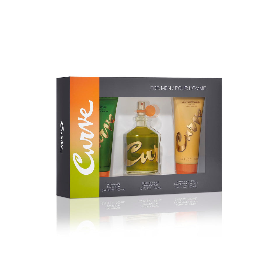 Curve for Men 3-Piece Gift Set packaging opened, highlighting a versatile day-to-night scent.