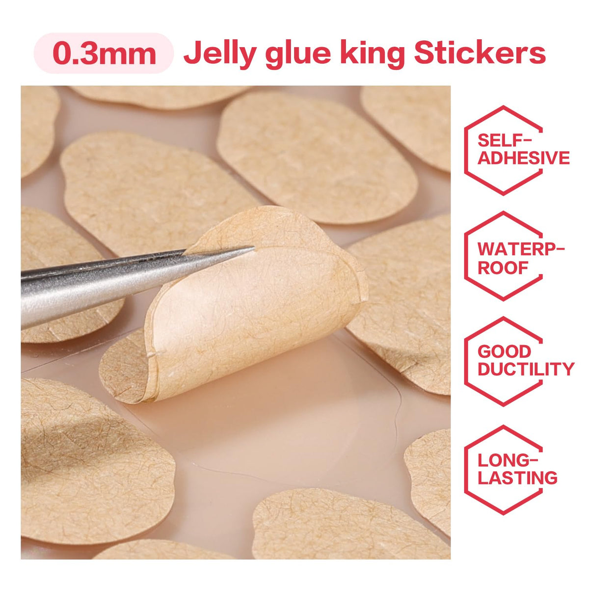 CurvLife 0.4mm thick nail adhesive tab close-up