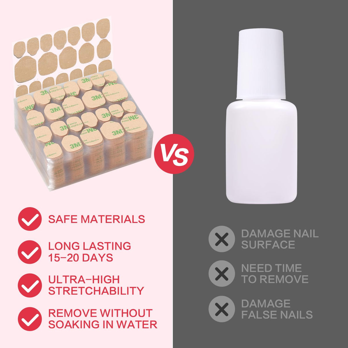 CurvLife double-sided nail adhesive tabs in hand
