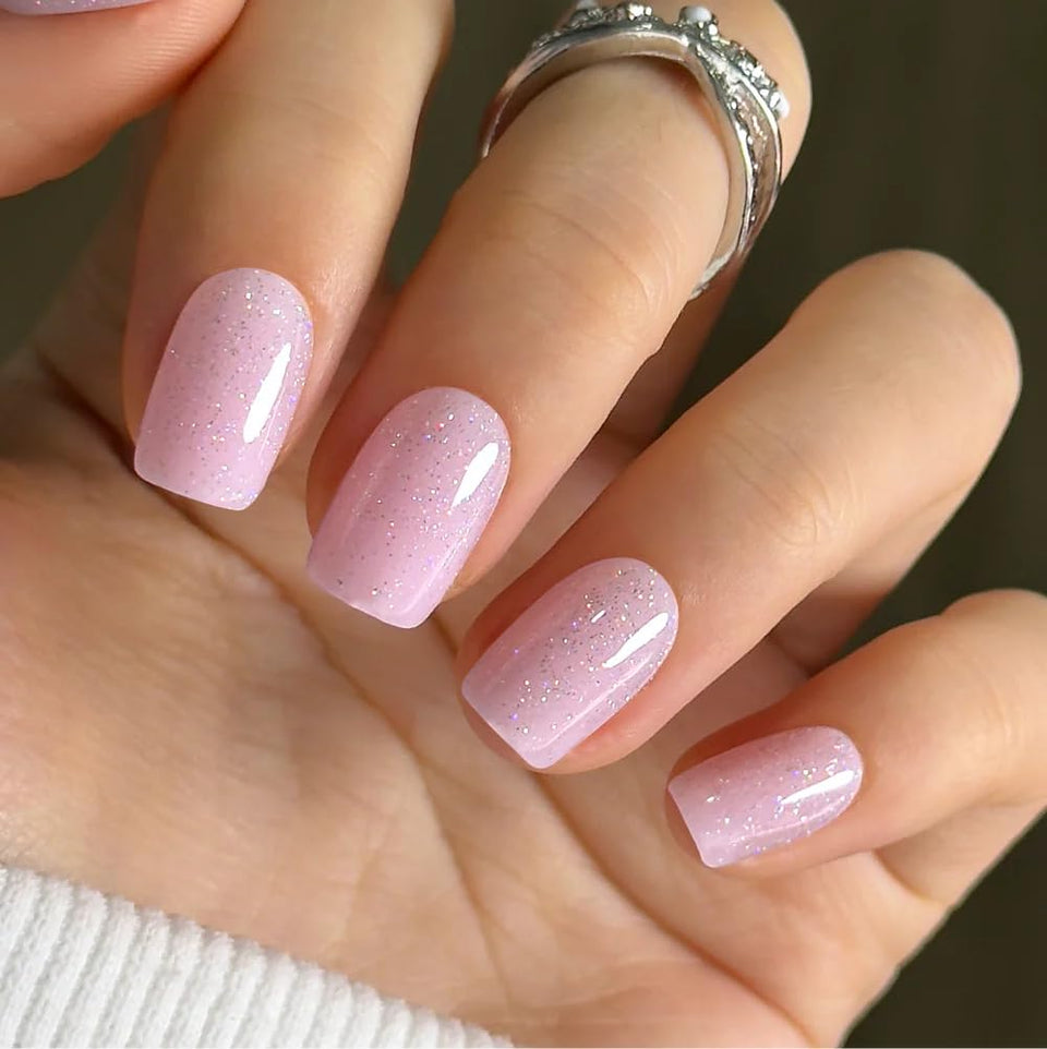 CurvLife press on nails with apricot design for a chic at‑home manicure.
