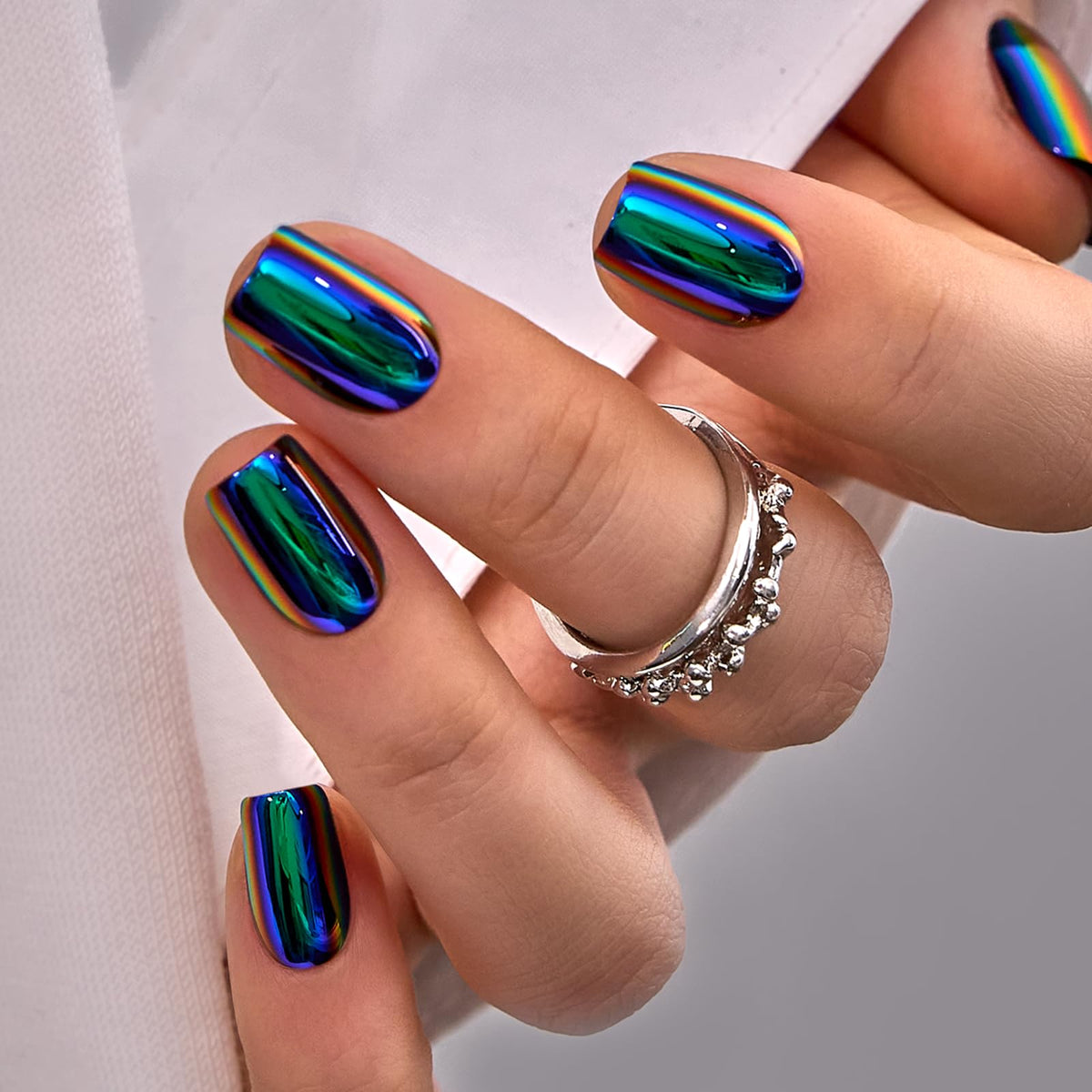 CurvLife press on nails on hand close-up highlighting natural fit and comfort