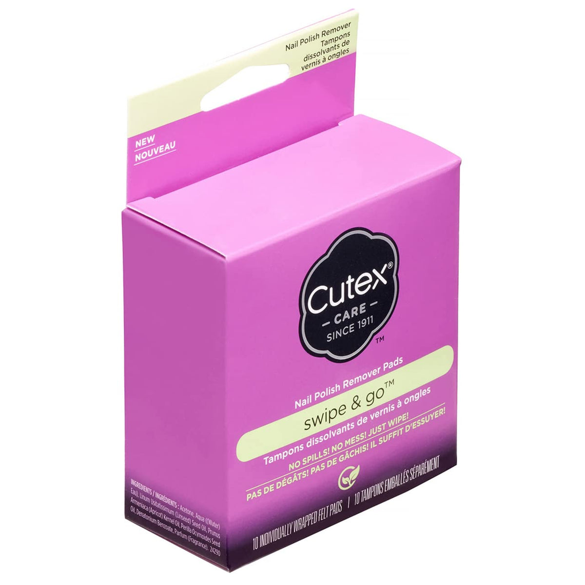Cutex Swipe and Go remover pads opened pack showing pre-soaked design for on-the-go use