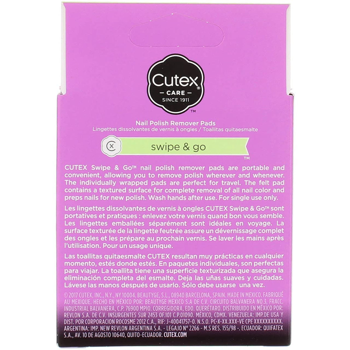 Cutex remover pad textured surface enabling fast removal without scrubbing