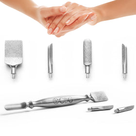 Travel-ready Cuticle-B-Gone tool in compact case for grooming on the go.