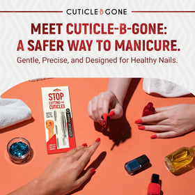 Cuticle-B-Gone ergonomic handle supports steady grooming during sessions.