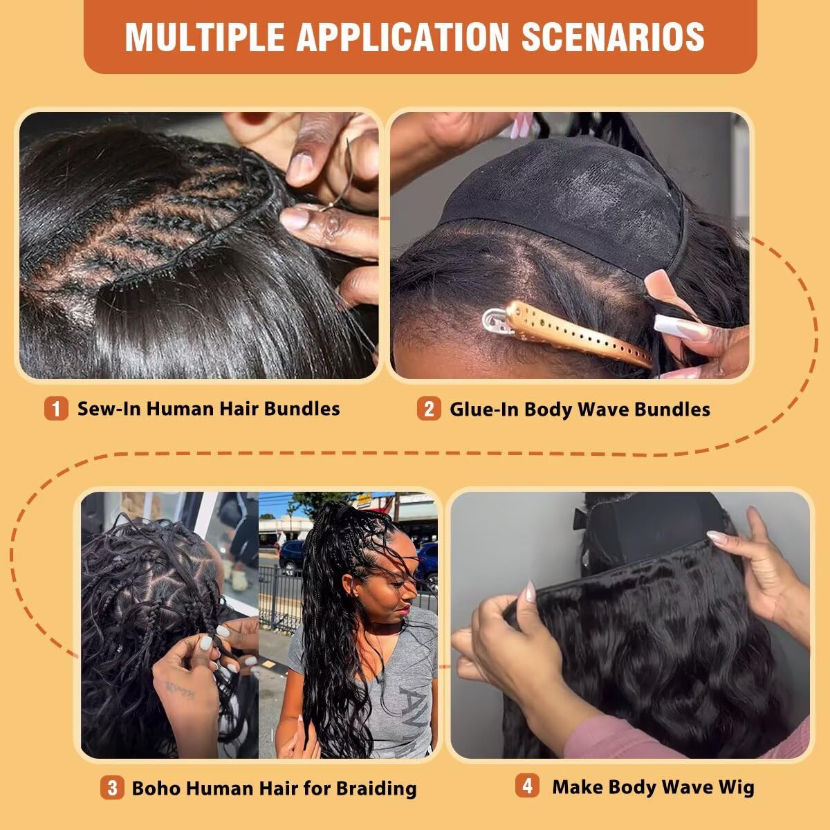 Cuzuzu Body Wave Bundles dense ends for fuller volume and durable looks.