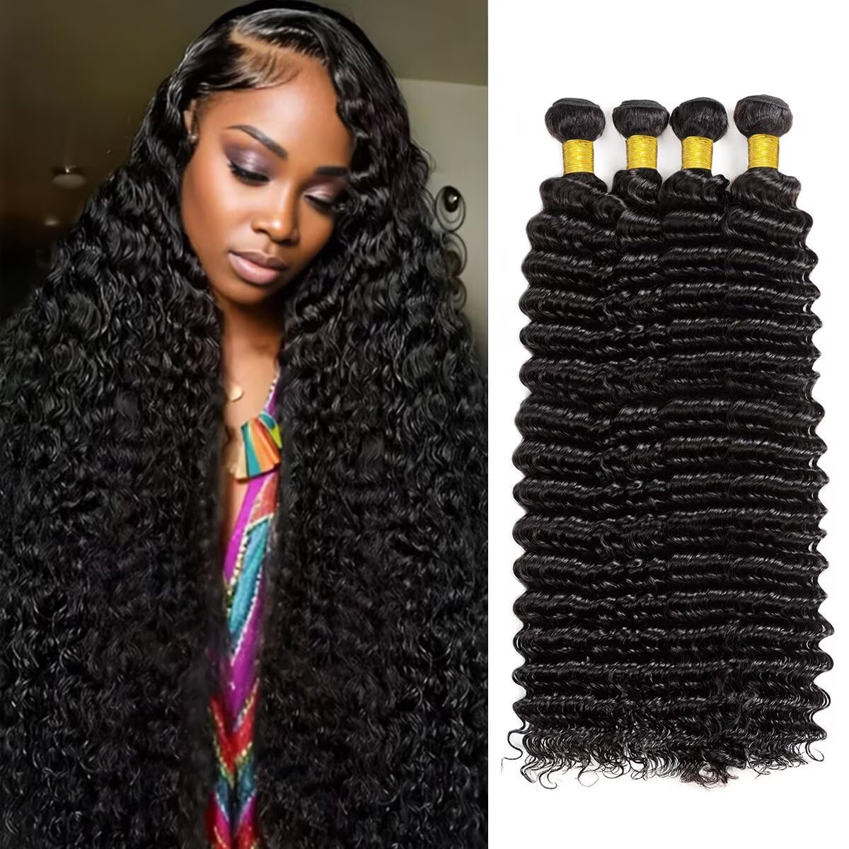 Cuzuzu deep wave bundles 22-28 inch provide natural volume for a full head.