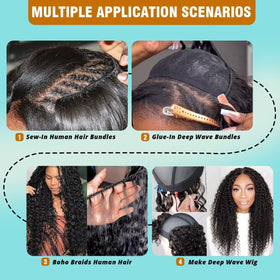 Cuzuzu full density water wave bundles create voluminous, bouncy styling.