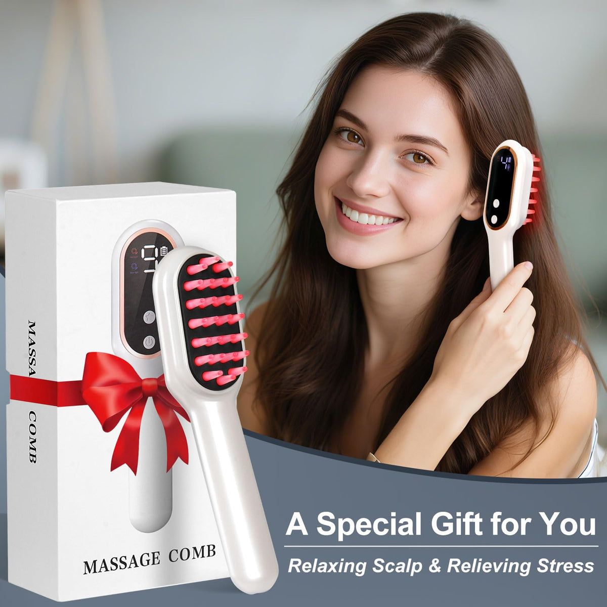CWTUL Laser Therapy Hair Growth Comb in-use demonstration improving scalp reach