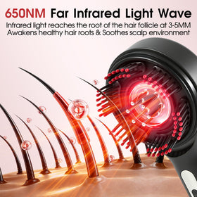 CWTUL red-light hair brush features three-light therapy for targeted care.
