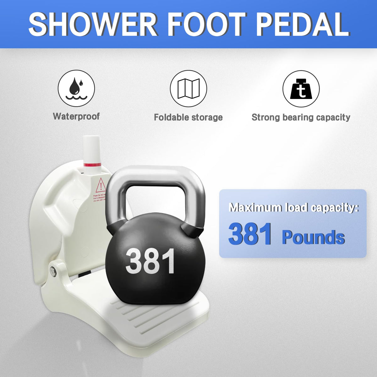 cwd&sqh shower foot rest installs in seconds with red-line indicator.