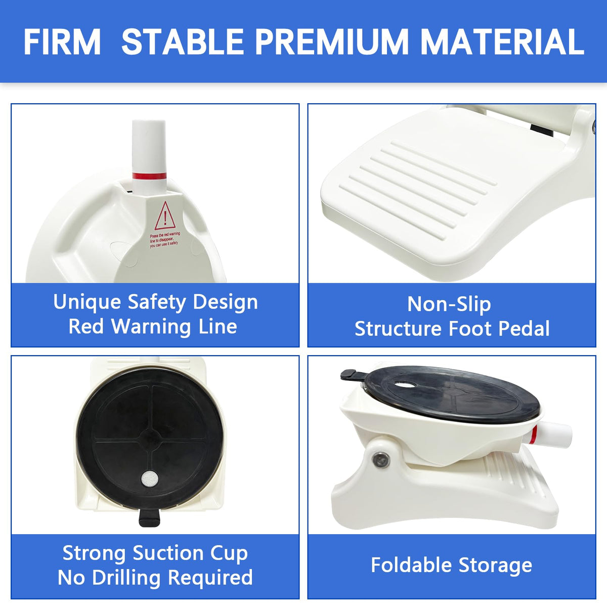 cwd&sqh shower foot rest works on smooth tiles larger than 5.2 inches.