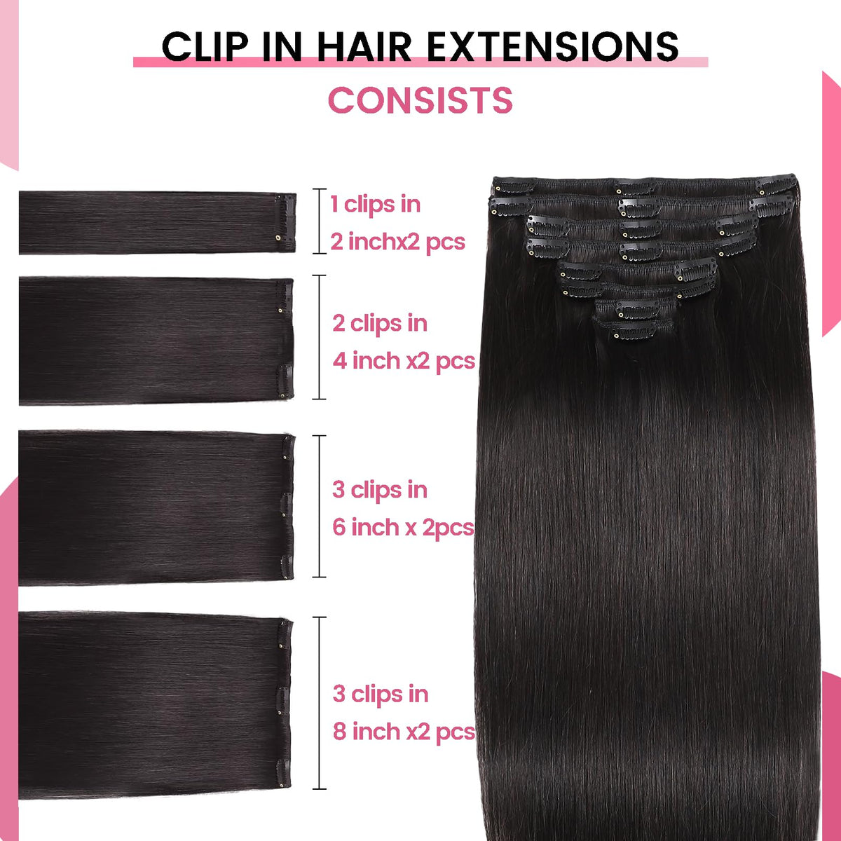 CWRDK double weft close-up highlights secure clips and smooth hair integration.