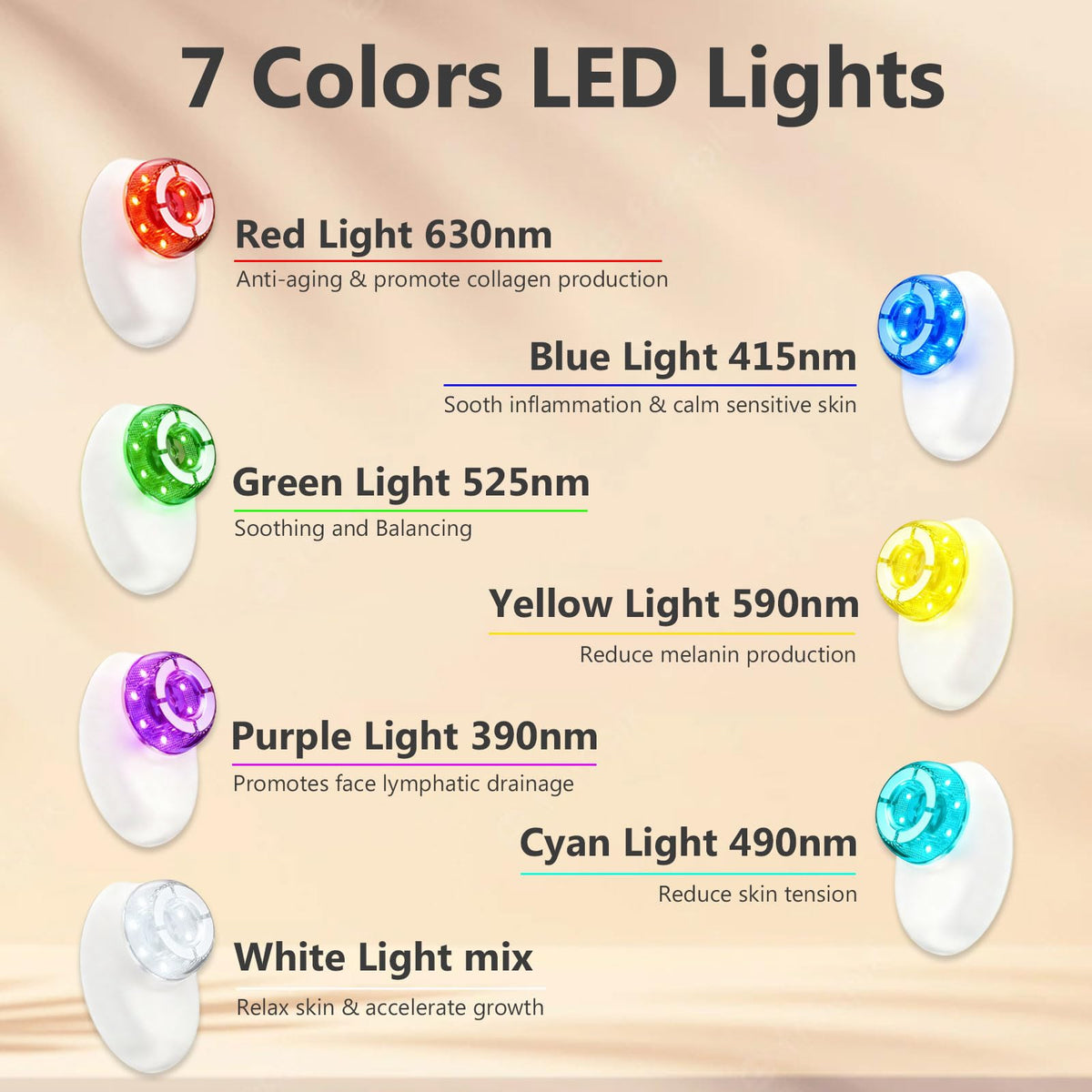 CXGRISE 7-color LED light therapy for radiant, even-toned skin