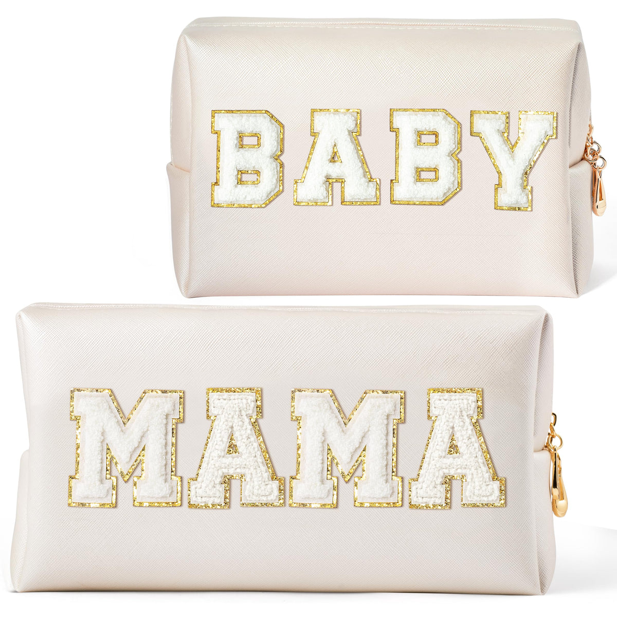 CY2SIDE Mama bag with chenille letters patch; elegant travel-ready design.