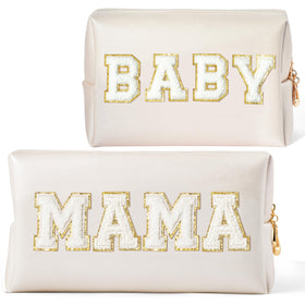 CY2SIDE Mama bag with chenille letters patch; elegant travel-ready design.