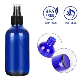 CycleMore blue glass bottle with leak-proof cap keeps liquids secure during travel.